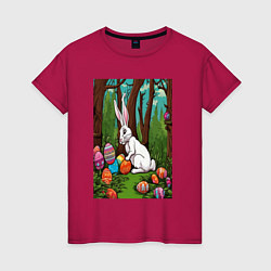 Женская футболка Пасхальный кроль в лесу