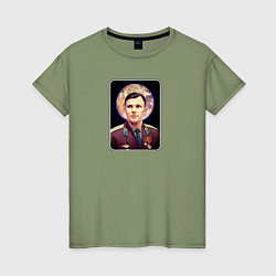 Женская футболка Гагарин и планета Земля