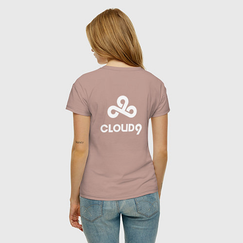 Женская футболка Cloud9 - white logo / Пыльно-розовый – фото 4