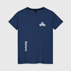 Футболка хлопковая женская Cloud9 - white logo, цвет: тёмно-синий