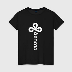 Футболка хлопковая женская Cloud9 - vertical logo, цвет: черный