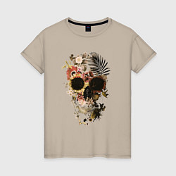 Женская футболка Череп из цветов