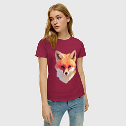 Футболка хлопковая женская Foxs head, цвет: маджента — фото 2