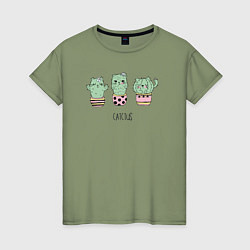 Женская футболка Cactus cat
