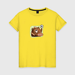 Женская футболка Медведь футболист