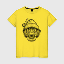 Женская футболка Шимпанзе Дед Мороз