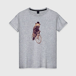 Женская футболка Медведь на велосипеде