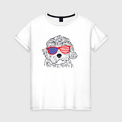 Женская футболка USA dog