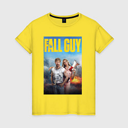 Футболка хлопковая женская Ryan Gosling and Emily Blunt the fall guy, цвет: желтый