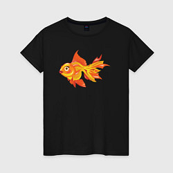 Футболка хлопковая женская Golden fish, цвет: черный