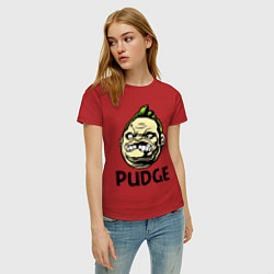 Футболка хлопковая женская Pudge Face, цвет: красный — фото 2