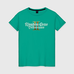 Футболка хлопковая женская Kingdom come 2 deliverance logo, цвет: зеленый