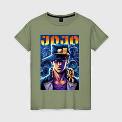 Футболка хлопковая женская Jojo - Jotaro Kujo ai art, цвет: авокадо