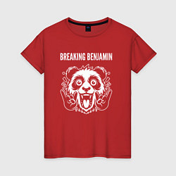 Футболка хлопковая женская Breaking Benjamin rock panda, цвет: красный