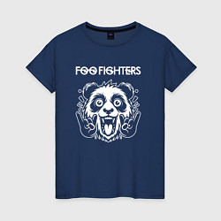 Футболка хлопковая женская Foo Fighters rock panda, цвет: тёмно-синий