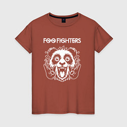 Футболка хлопковая женская Foo Fighters rock panda, цвет: кирпичный