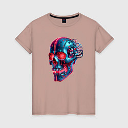 Женская футболка Metal cyber skull - ai art