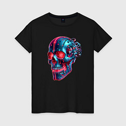 Женская футболка Metal cyber skull - ai art