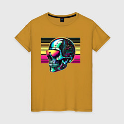Женская футболка Cyber skull - fantasy ai art