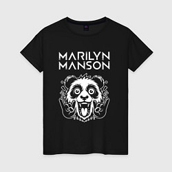 Футболка хлопковая женская Marilyn Manson rock panda, цвет: черный