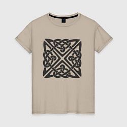 Женская футболка Квадратный кельтский черный узор