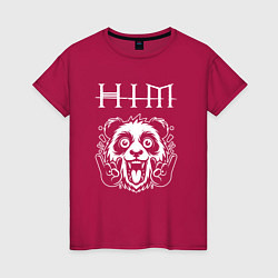 Футболка хлопковая женская HIM rock panda, цвет: маджента