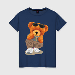 Женская футболка Плюшевый медведь в очках