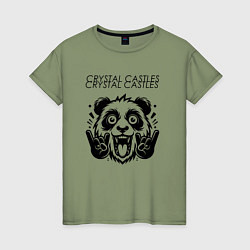 Футболка хлопковая женская Crystal Castles - rock panda, цвет: авокадо