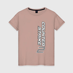 Женская футболка Вертикальная надпись Counter-Strike 2 black