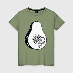 Женская футболка Космонавт и авокадо