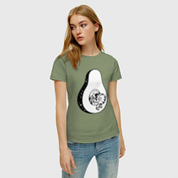 Футболка хлопковая женская Космонавт и авокадо, цвет: авокадо — фото 2