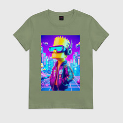 Женская футболка Cyber Bart on a virtual glasses