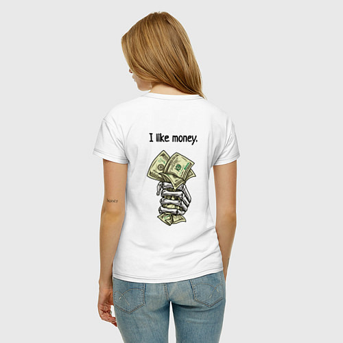 Женская футболка Не люблю розы, люблю деньги / Белый – фото 4