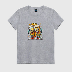 Футболка хлопковая женская Живи на полную катушку, цвет: меланж