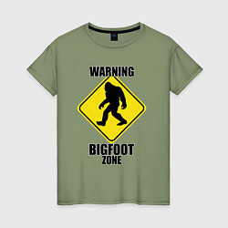 Женская футболка Предупреждающий знак Bigfoot zone