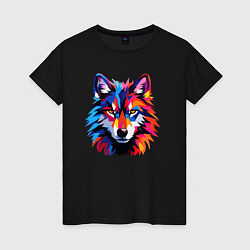 Женская футболка Красочный волк поп арт