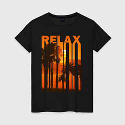 Футболка хлопковая женская Relax summer, цвет: черный