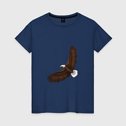 Футболка хлопковая женская Классный красивый орел гордая птица, цвет: тёмно-синий