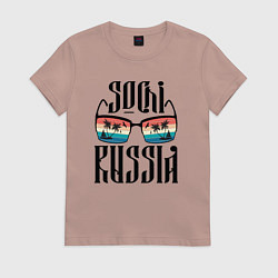 Футболка хлопковая женская Сочи курорт России, цвет: пыльно-розовый