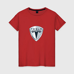 Женская футболка Tesla logo
