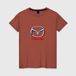 Футболка хлопковая женская Mazda logo, цвет: кирпичный