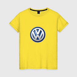 Футболка хлопковая женская Volvo logo, цвет: желтый