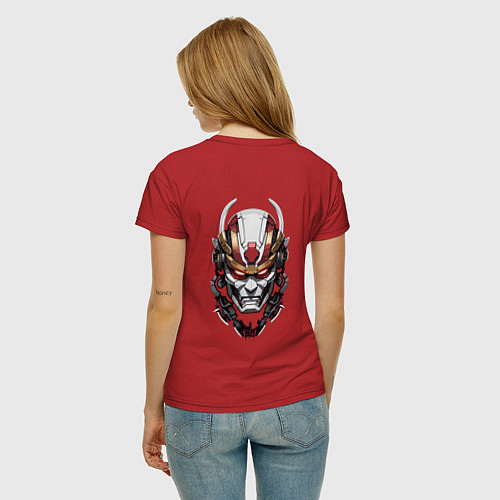Женская футболка Красный киберпанк самурай / Красный – фото 4