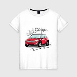 Футболка хлопковая женская Mini Cooper, цвет: белый