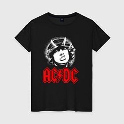 Футболка хлопковая женская ACDC Angus Young rock, цвет: черный