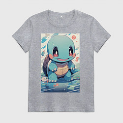 Футболка хлопковая женская Покемон Сквиртл, цвет: меланж