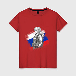 Женская футболка Аниме девушка на фоне триколора