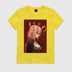Футболка хлопковая женская Человек-бензопила Макима Общественная безопасность, цвет: желтый