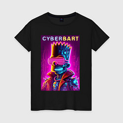 Женская футболка Cyber Bart - neon glow ai art fantasy