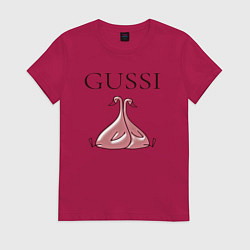 Футболка хлопковая женская Гусси - розовый, цвет: маджента